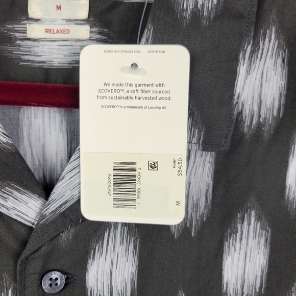 Levi's Shirt Mens Medium Black Relaxed Fit Lightweight Button Up Short Sleeve M - Picture 12 of 13
